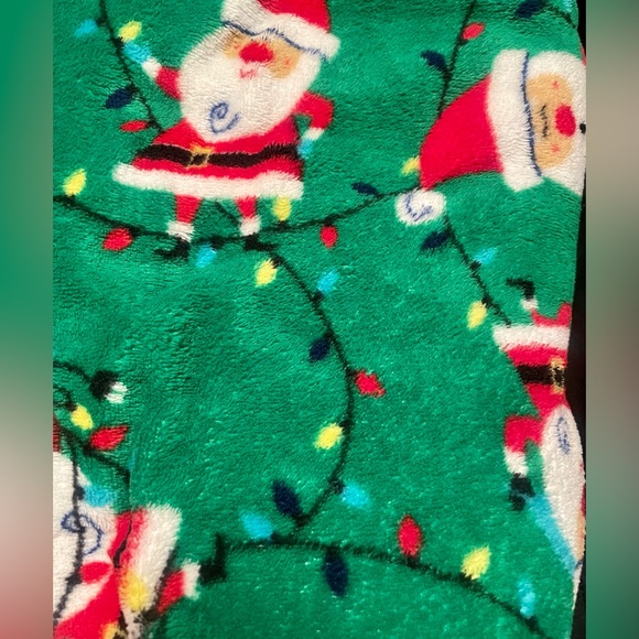 Holiday Blanket, Printed Soft Plush Throw, 50” x 60” - Green Joyful Santa - Picture 2 of 2